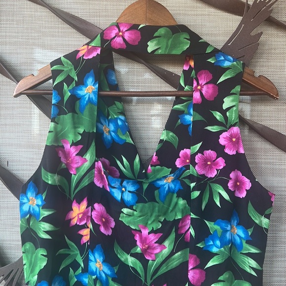 🌺 VIRGO Halter Style Button-Up Tropical Floral Sleeveless Summer Maxi Dress 🌺 - Picture 9 of 16